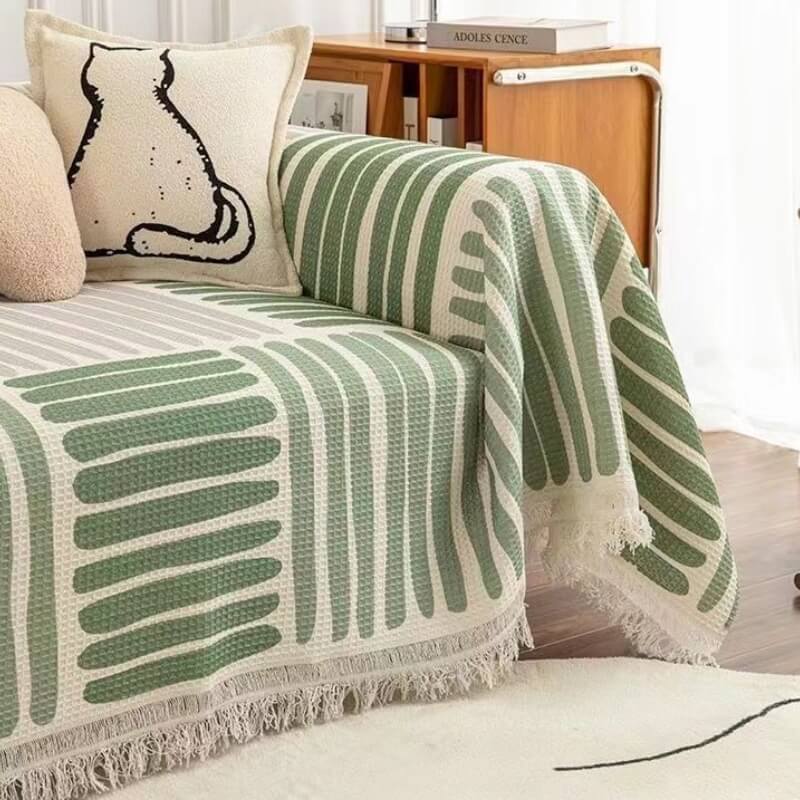 Geometric Sofa Throw | Cotton-Linen Washable | Pet-Friendly Sofa Cover