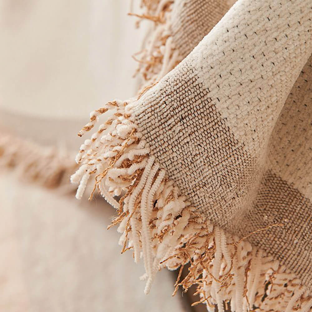 Reversible Geometric Sofa Throw | Soft Chenille Sofa Cover with Fringed Edges