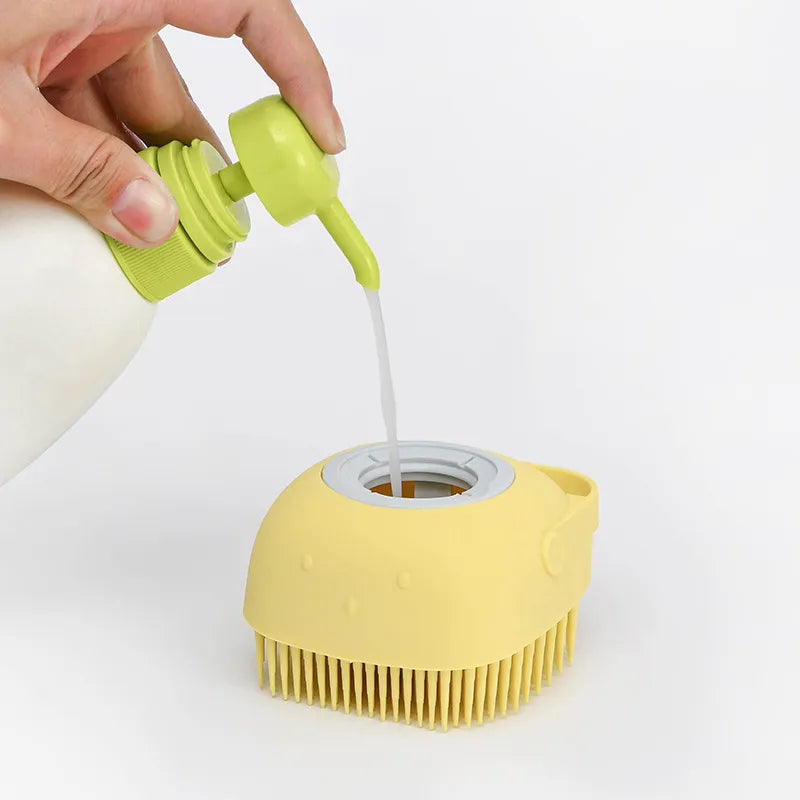 Silicone Dog Bath Massage Gloves | Pet Grooming Brush with Shampoo Dispenser | Woofing Deals