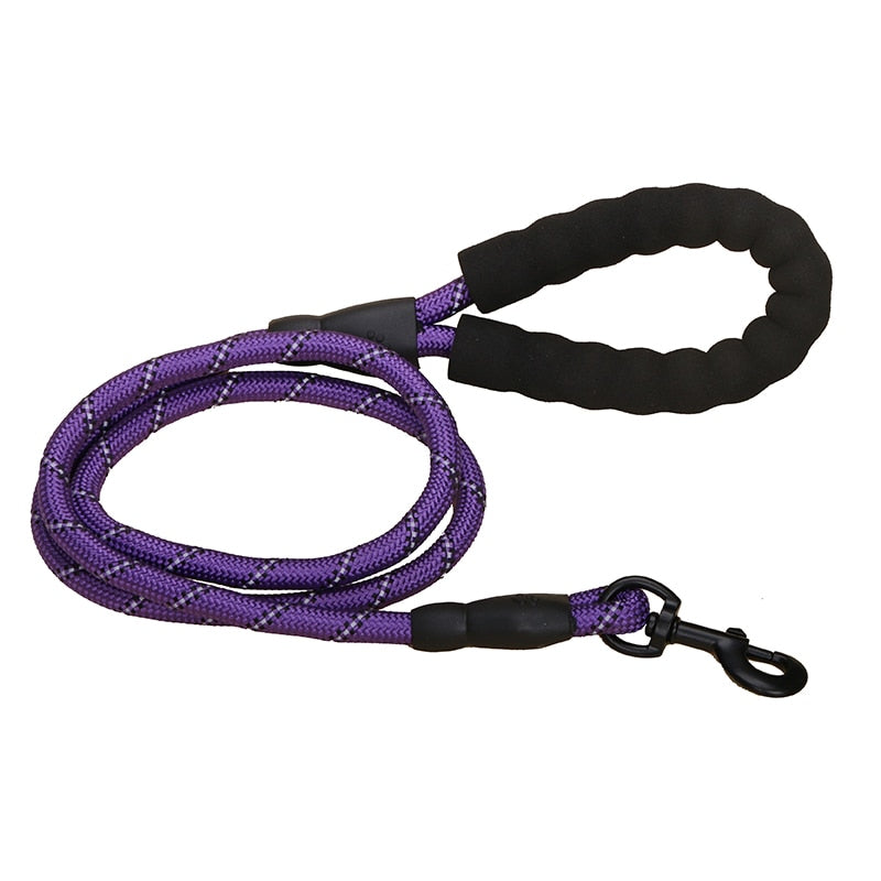 Reflective Dog Lead | Heavy Duty Nylon | Padded Handle | Double Handle Control for Strong Dogs | Woofing Deals