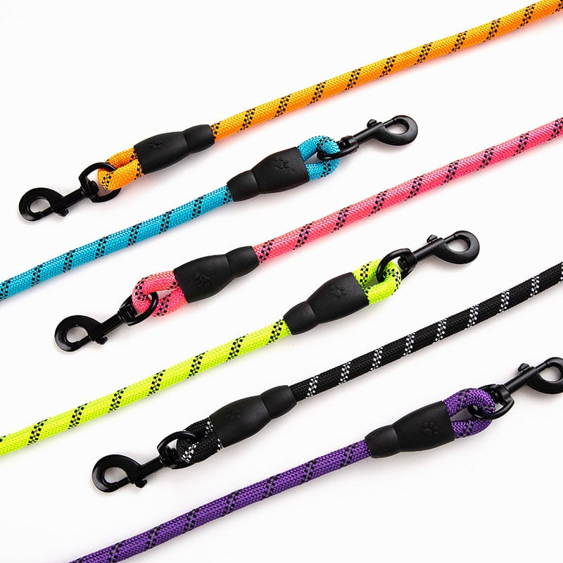 Reflective Dog Lead | Heavy Duty Nylon | Padded Handle | Double Handle Control for Strong Dogs | Woofing Deals