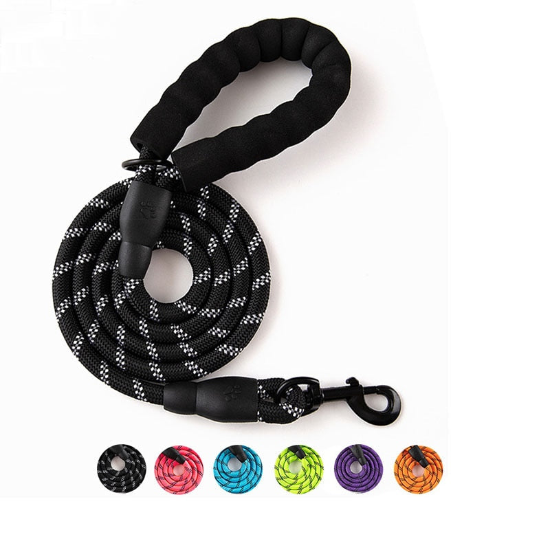 Reflective Dog Lead | Heavy Duty Nylon | Padded Handle | Double Handle Control for Strong Dogs | Woofing Deals