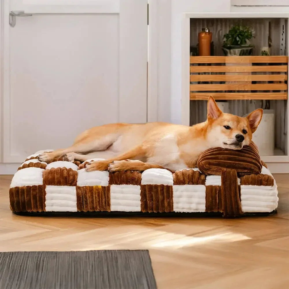 Orthopedic Dog Bed | Plush Cushion | Thick Washable Mattress with Pillow | Woofing Deals