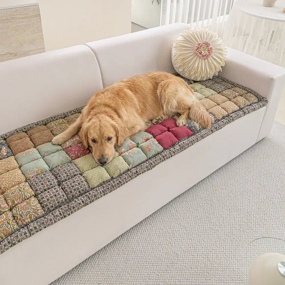 Floral Padded Pet Sofa Cover | Non-Slip Washable Couch Mat | Woofing Deals