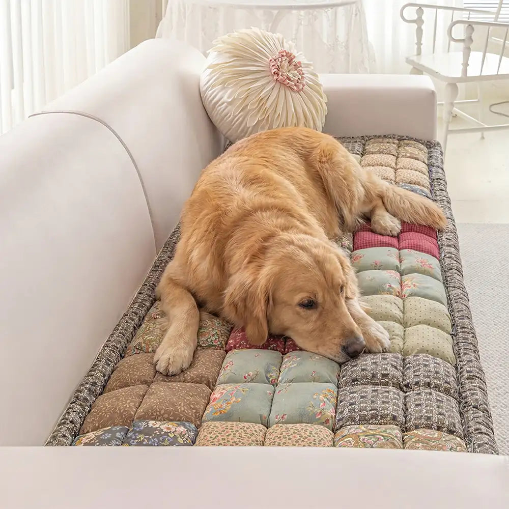 Floral Padded Pet Sofa Cover | Non-Slip Washable Couch Mat | Woofing Deals