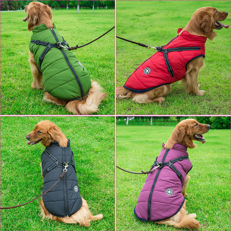 Waterproof Dog Jacket with Built-In Harness | Adjustable | Rain & Wind Protection | Sizes S–5XL | Woofing Deals