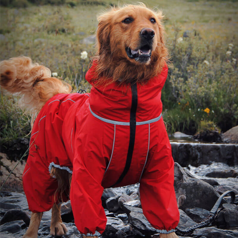 Large Dog Rain Coat | Waterproof Outdoor Jacket | Adjustable Fit | Woofing Deals