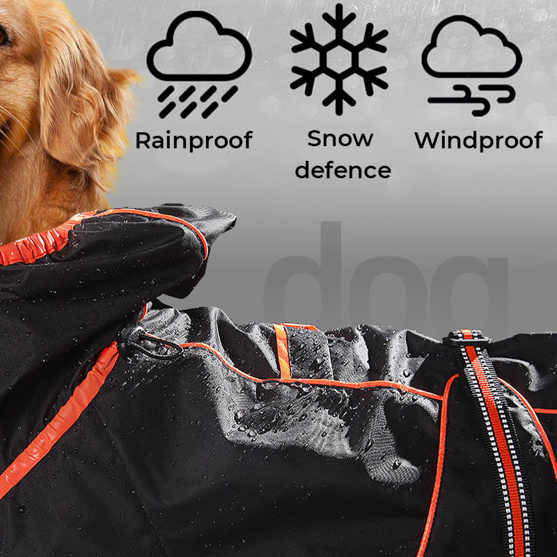 Large Dog Rain Coat | Waterproof Outdoor Jacket | Adjustable Fit | Woofing Deals