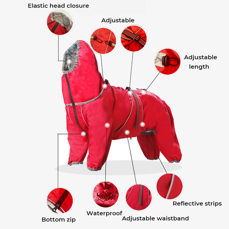 Large Dog Rain Coat | Waterproof Outdoor Jacket | Adjustable Fit | Woofing Deals