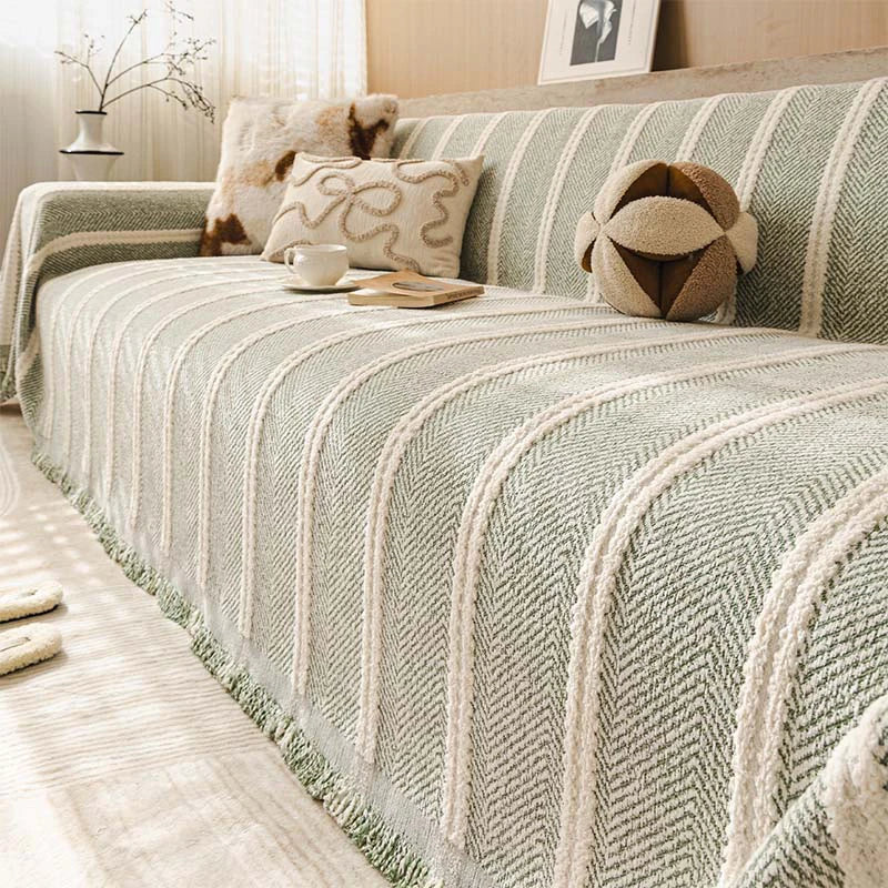 Herringbone Chenille Sofa Cover | Thick Scratch-Resistant Throw | Woofing Deals