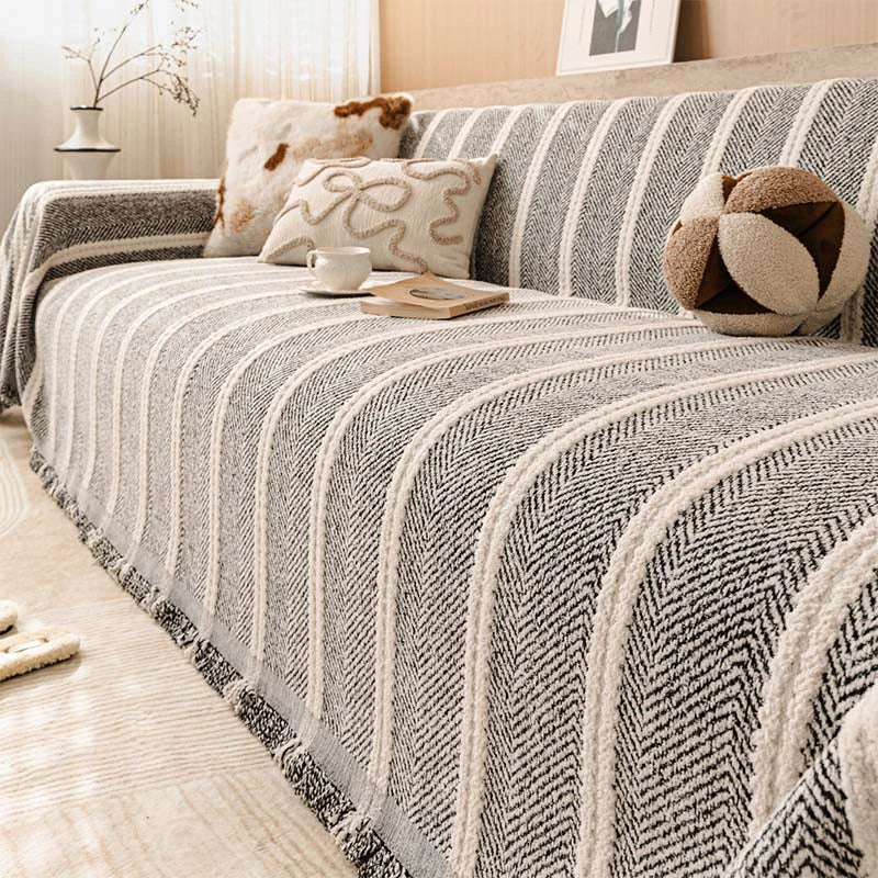 Herringbone Chenille Sofa Cover | Thick Scratch-Resistant Throw | Woofing Deals