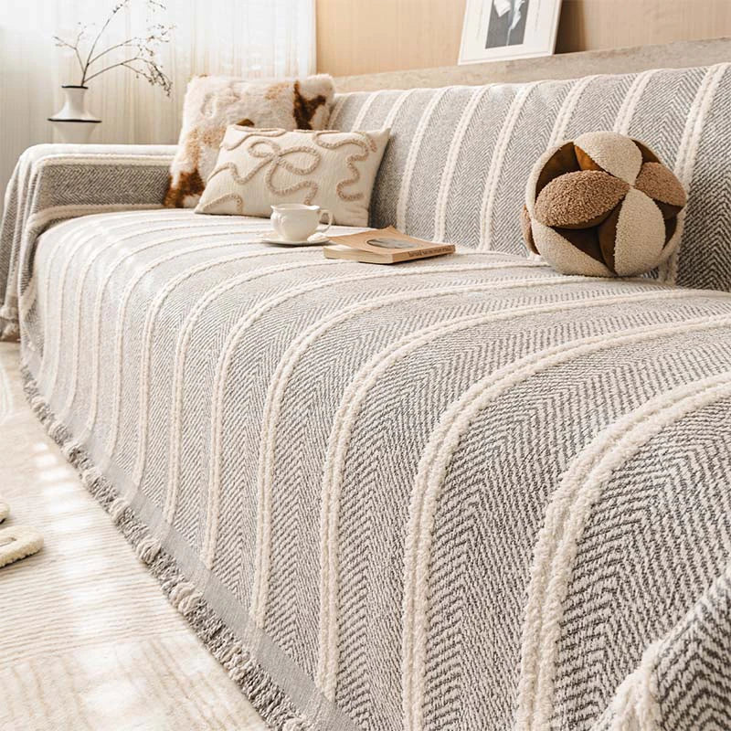 Herringbone Chenille Sofa Cover | Thick Scratch-Resistant Throw | Woofing Deals
