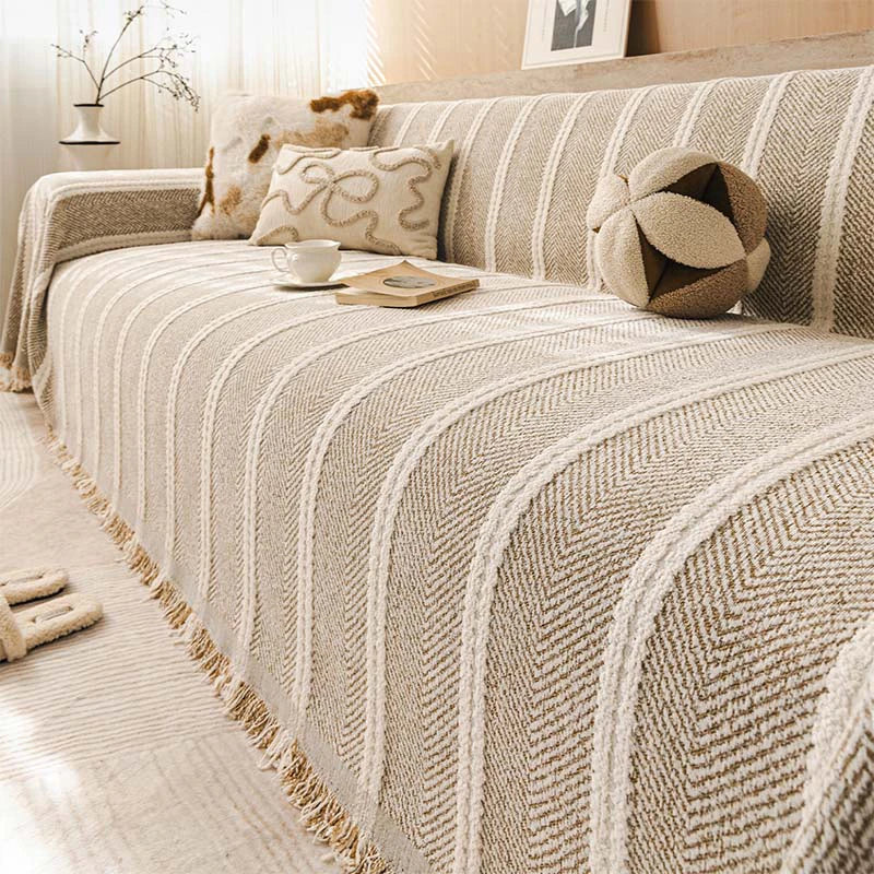 Herringbone Chenille Sofa Cover | Thick Scratch-Resistant Throw | Woofing Deals