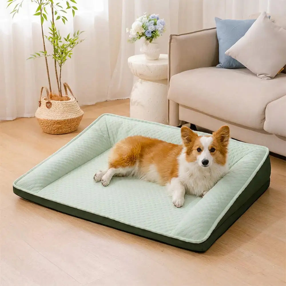 Large Cooling Dog Bed | Ice Silk Neck Support Non-Slip Bed