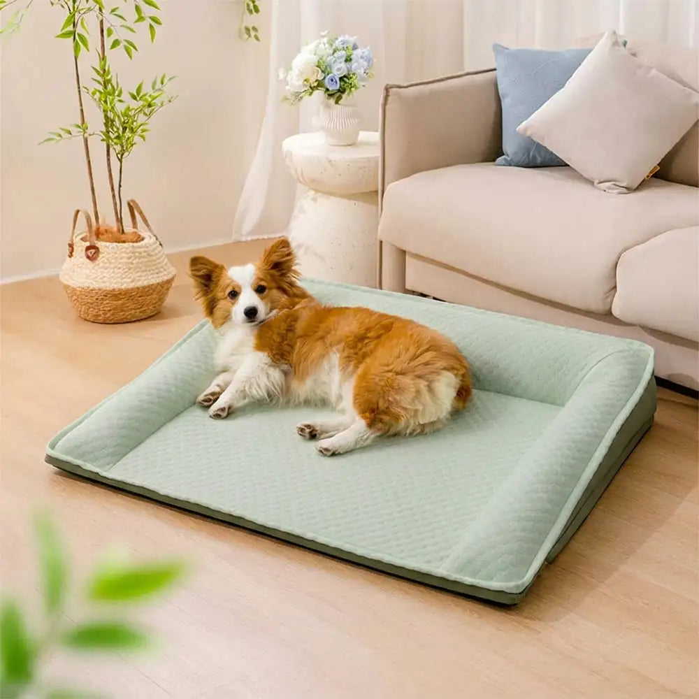Large Cooling Dog Bed | Ice Silk Neck Support Non-Slip Bed