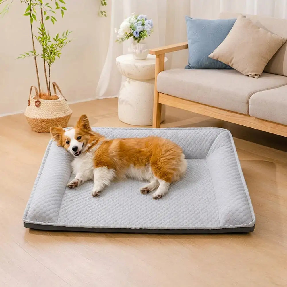 Large Cooling Dog Bed | Ice Silk Neck Support Non-Slip Bed