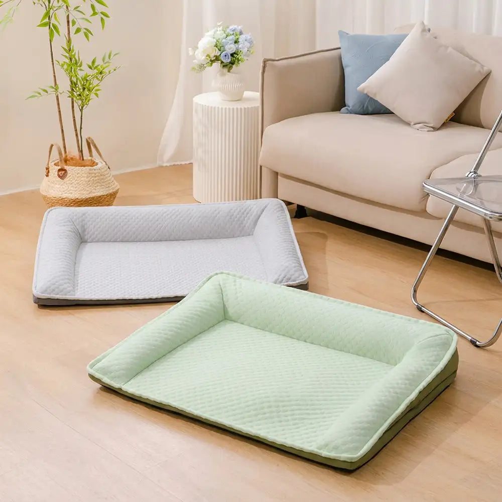 Large Cooling Dog Bed | Ice Silk Neck Support Non-Slip Bed