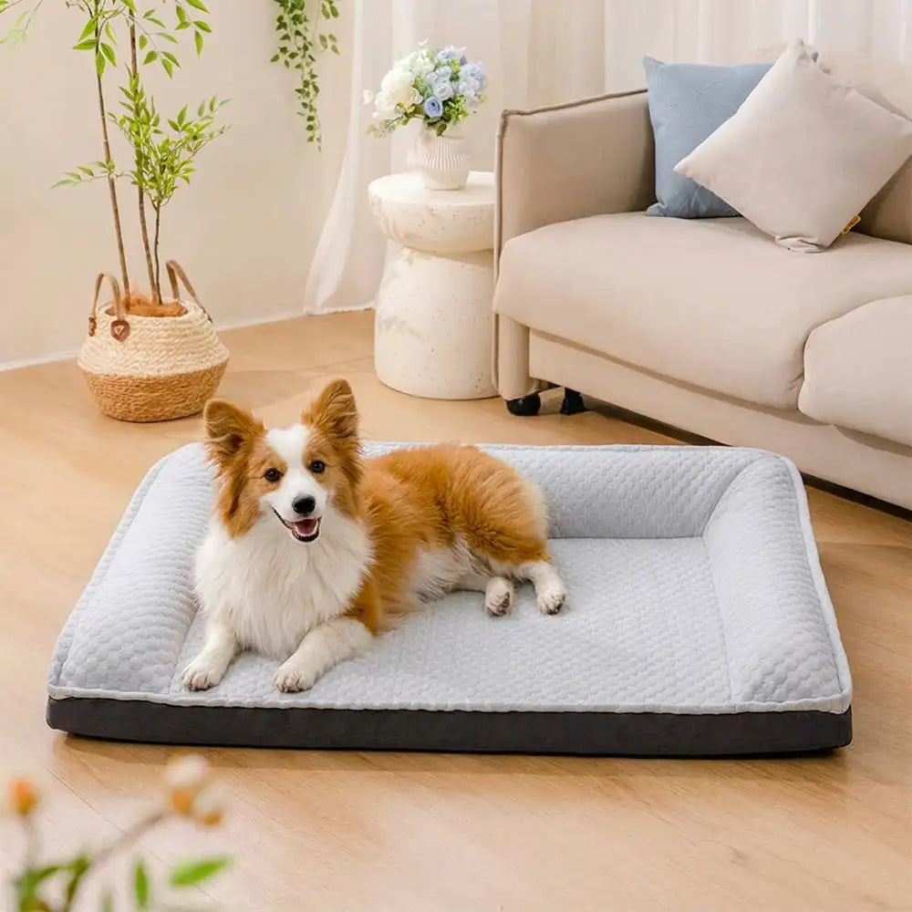 Large Cooling Dog Bed | Ice Silk Neck Support Non-Slip Bed