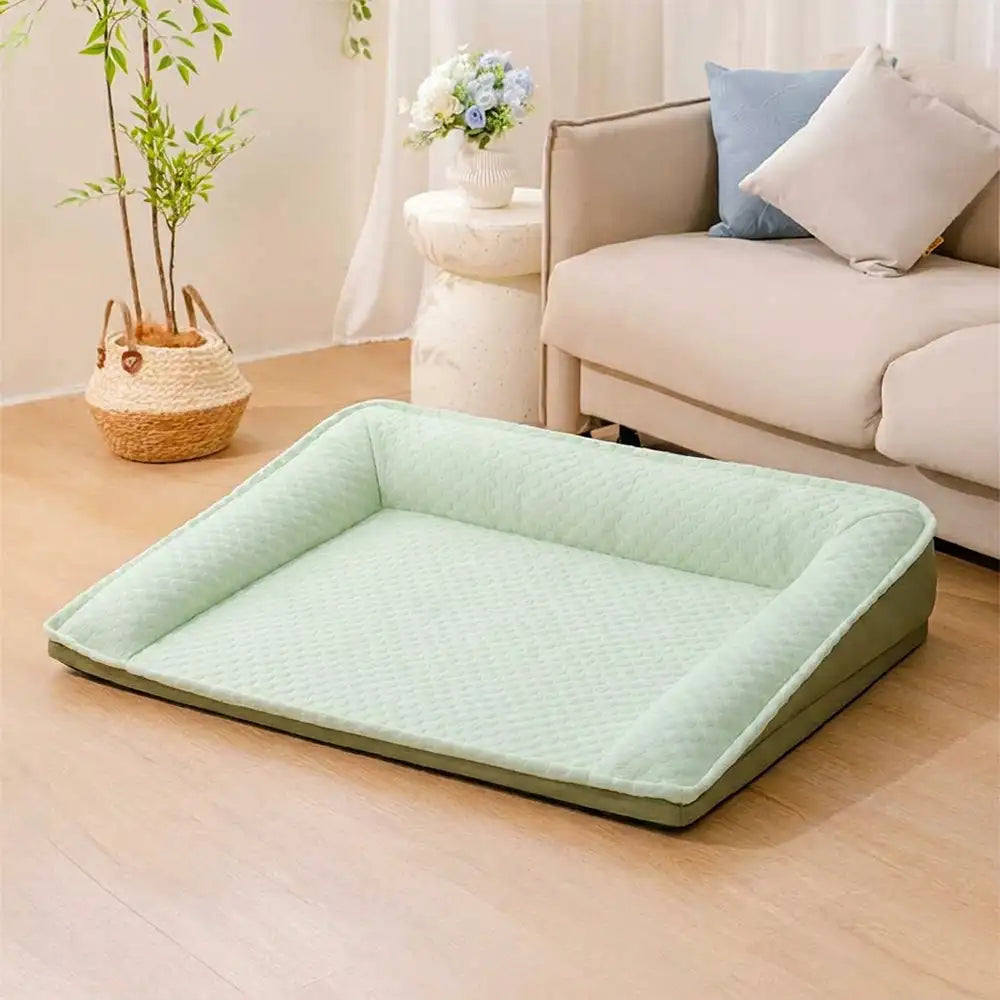 Large Cooling Dog Bed | Ice Silk Neck Support Non-Slip Bed