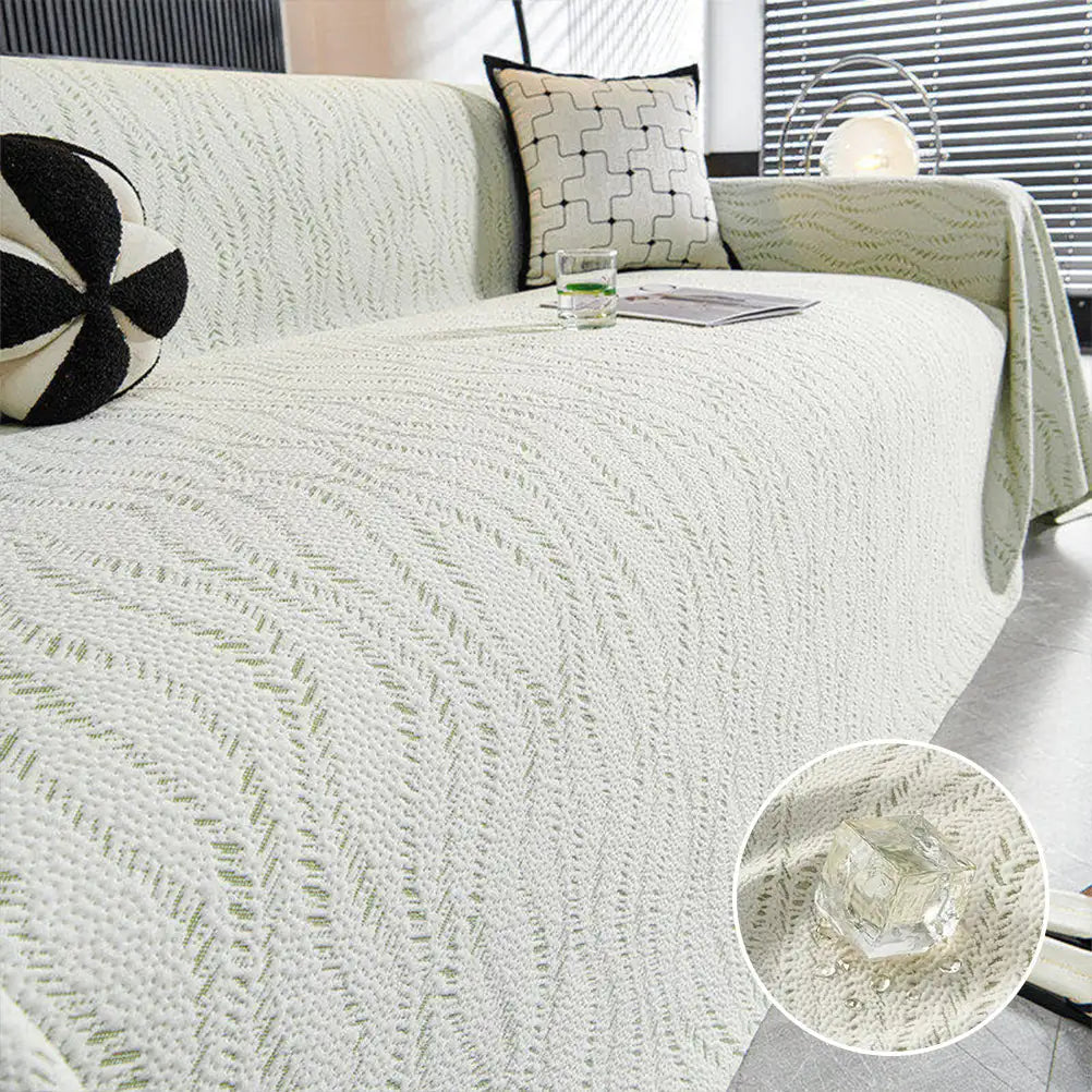 Leaf Pattern Cooling Sofa Cover | Ice Silk Leaf Throw