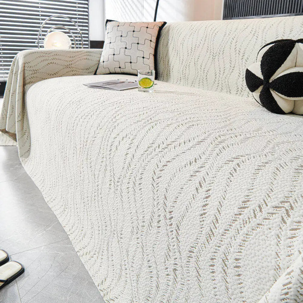 Leaf Pattern Cooling Sofa Cover | Ice Silk Leaf Throw