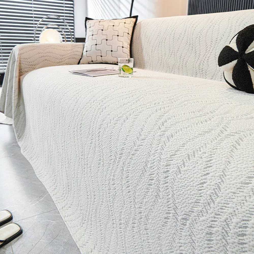Leaf Pattern Cooling Sofa Cover | Ice Silk Leaf Throw