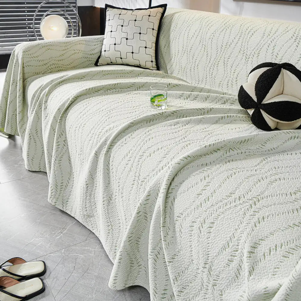 Leaf Pattern Cooling Sofa Cover | Ice Silk Leaf Throw