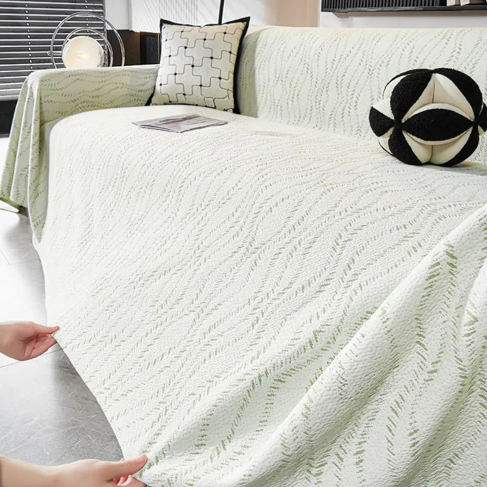 Leaf Pattern Cooling Sofa Cover | Ice Silk Leaf Throw