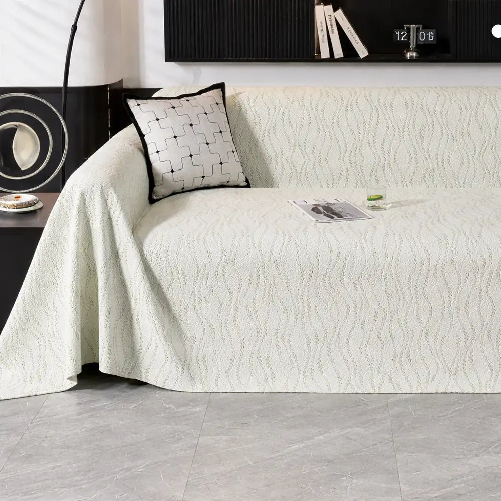 Leaf Pattern Cooling Sofa Cover | Ice Silk Leaf Throw