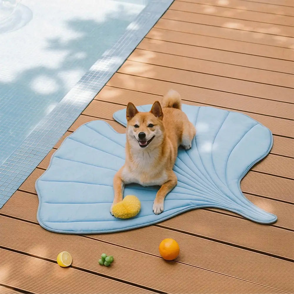 Leaf Cooling Dog Mat | Ice Silk Non-Slip Pet Bed