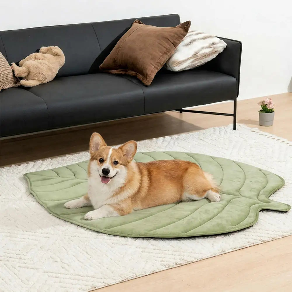 Leaf Cooling Dog Mat | Ice Silk Non-Slip Pet Bed