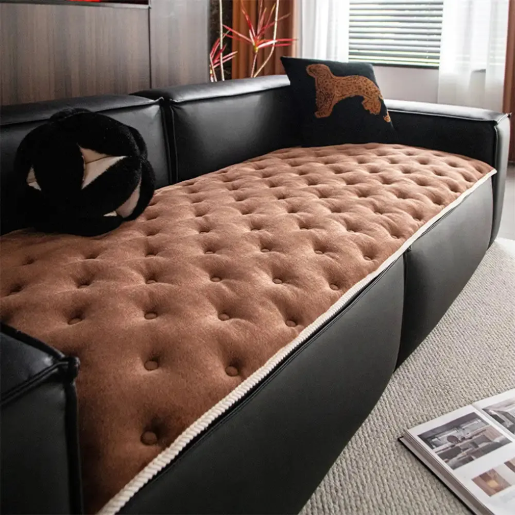 Faux Leather Sofa Cover | Non-Slip Washable Furniture Protector | Woofing Deals