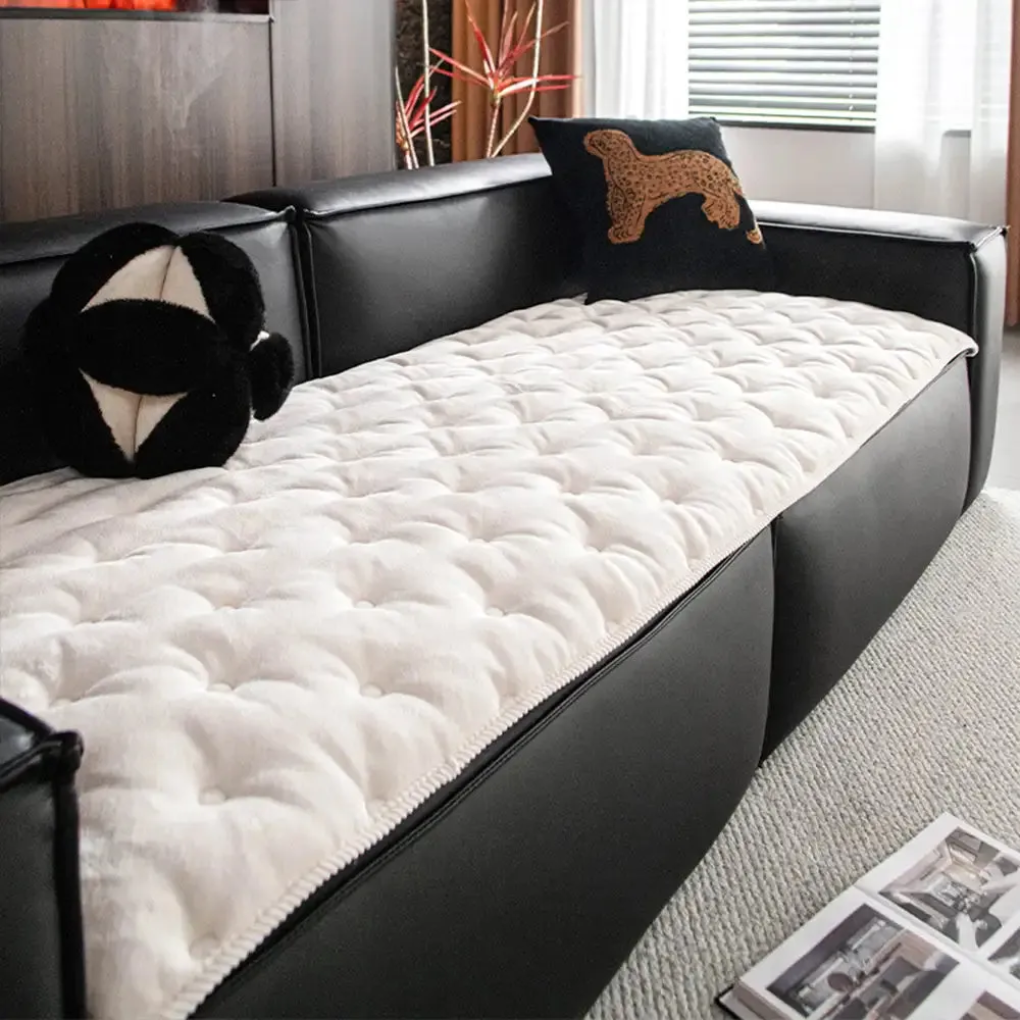 Faux Leather Sofa Cover | Non-Slip Washable Furniture Protector | Woofing Deals