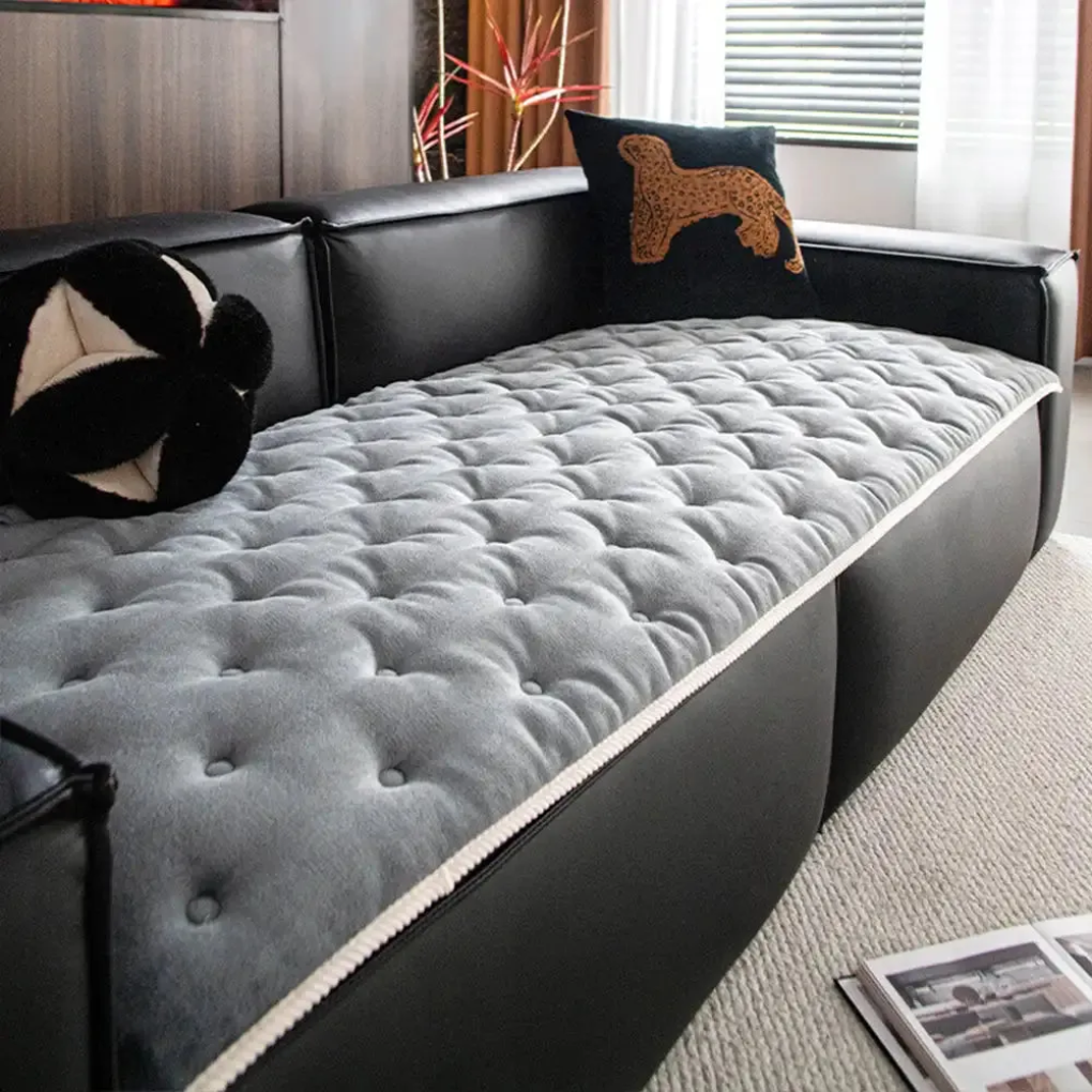 Faux Leather Sofa Cover | Non-Slip Washable Furniture Protector | Woofing Deals