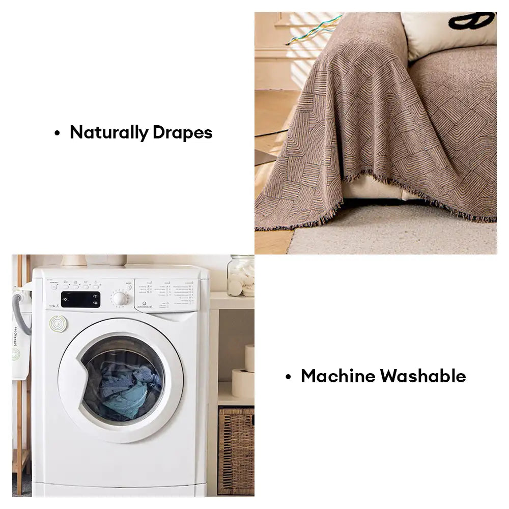 Linework Chenille Sofa Throw | Scratch-Resistant | Machine Washable | Sofa Protector