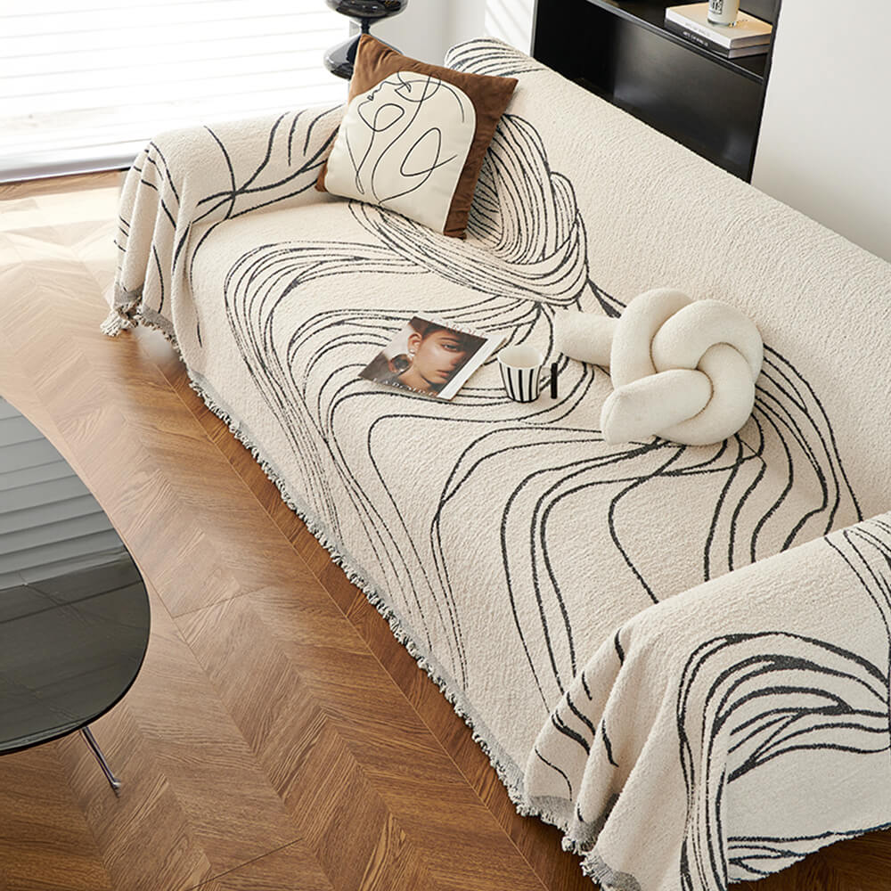 Reversible Chenille Sofa Throw | Non-Slip Scratch-Resistant Sofa Cover