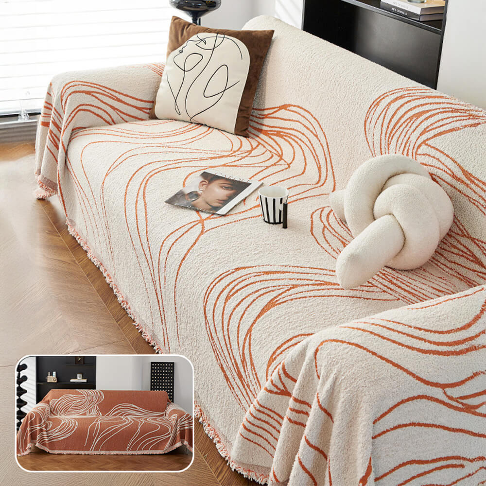Reversible Chenille Sofa Throw | Non-Slip Scratch-Resistant Sofa Cover