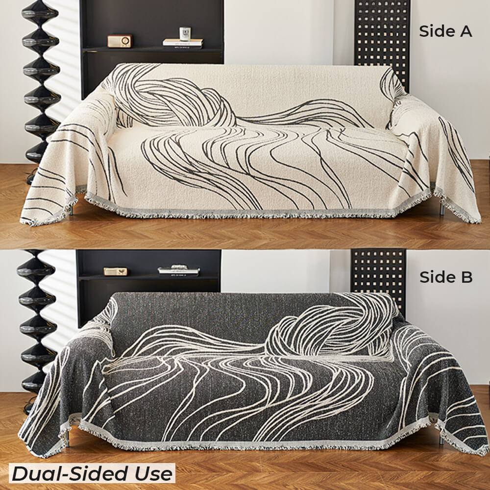 Reversible Chenille Sofa Throw | Non-Slip Scratch-Resistant Sofa Cover