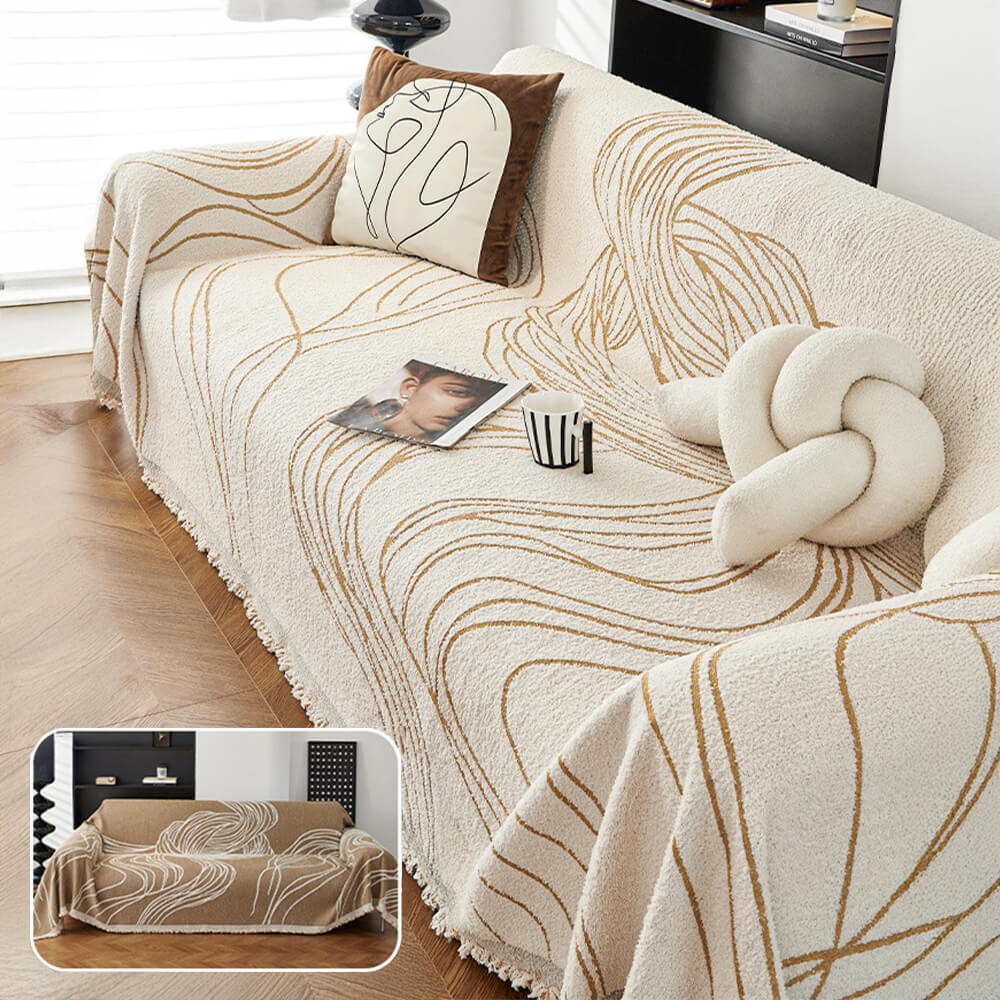 Reversible Chenille Sofa Throw | Non-Slip Scratch-Resistant Sofa Cover