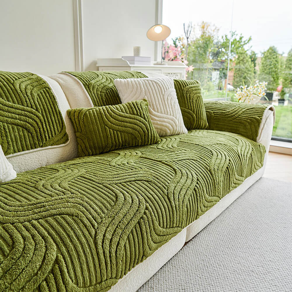 Geometric Plush Sofa Cover | Non-Slip Furniture Protector | Woofing Deals