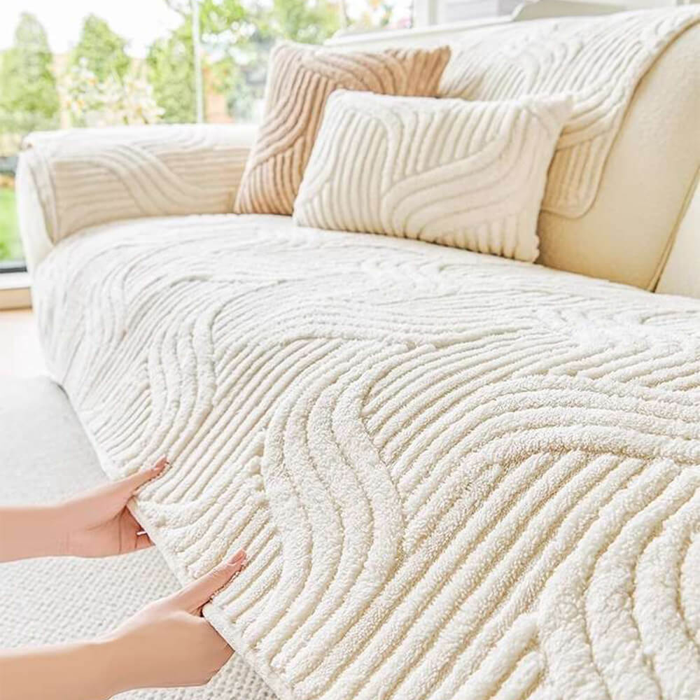 Geometric Plush Sofa Cover | Non-Slip Furniture Protector | Woofing Deals