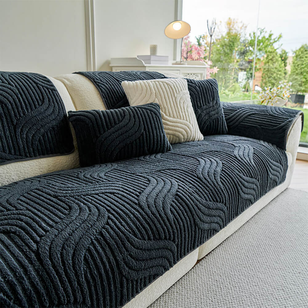Geometric Plush Sofa Cover | Non-Slip Furniture Protector | Woofing Deals