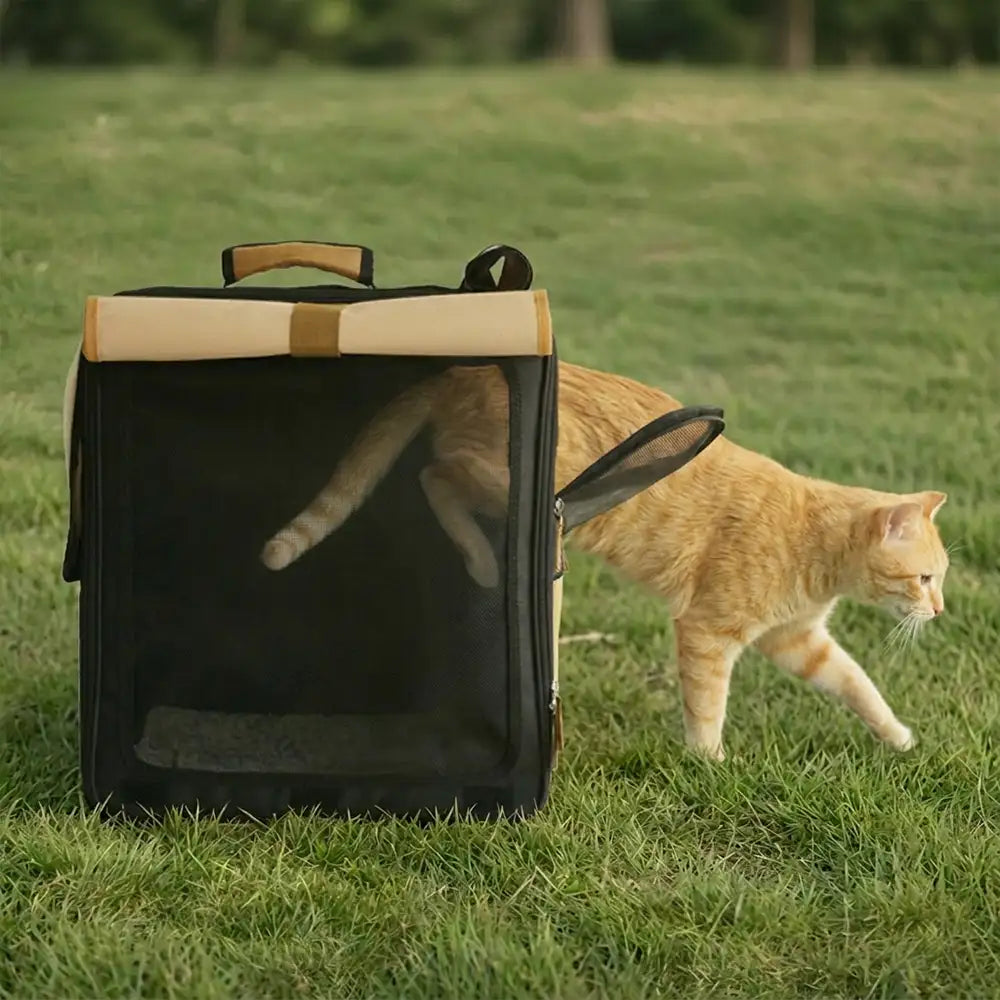 Pet Carrier Backpack | Breathable Roll-Up Travel Bag | Oxford Cloth | Woofing Deals