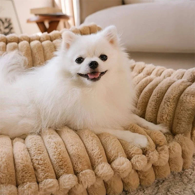 Orthopedic Dog Sofa Bed | Fluffy Plush Fabric | Washable Cushion, Supportive Comfort | Woofing Deals