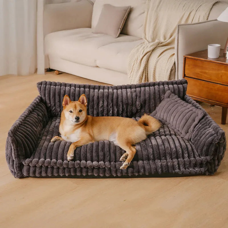 Orthopedic Dog Sofa Bed | Fluffy Plush Fabric | Washable Cushion, Supportive Comfort | Woofing Deals