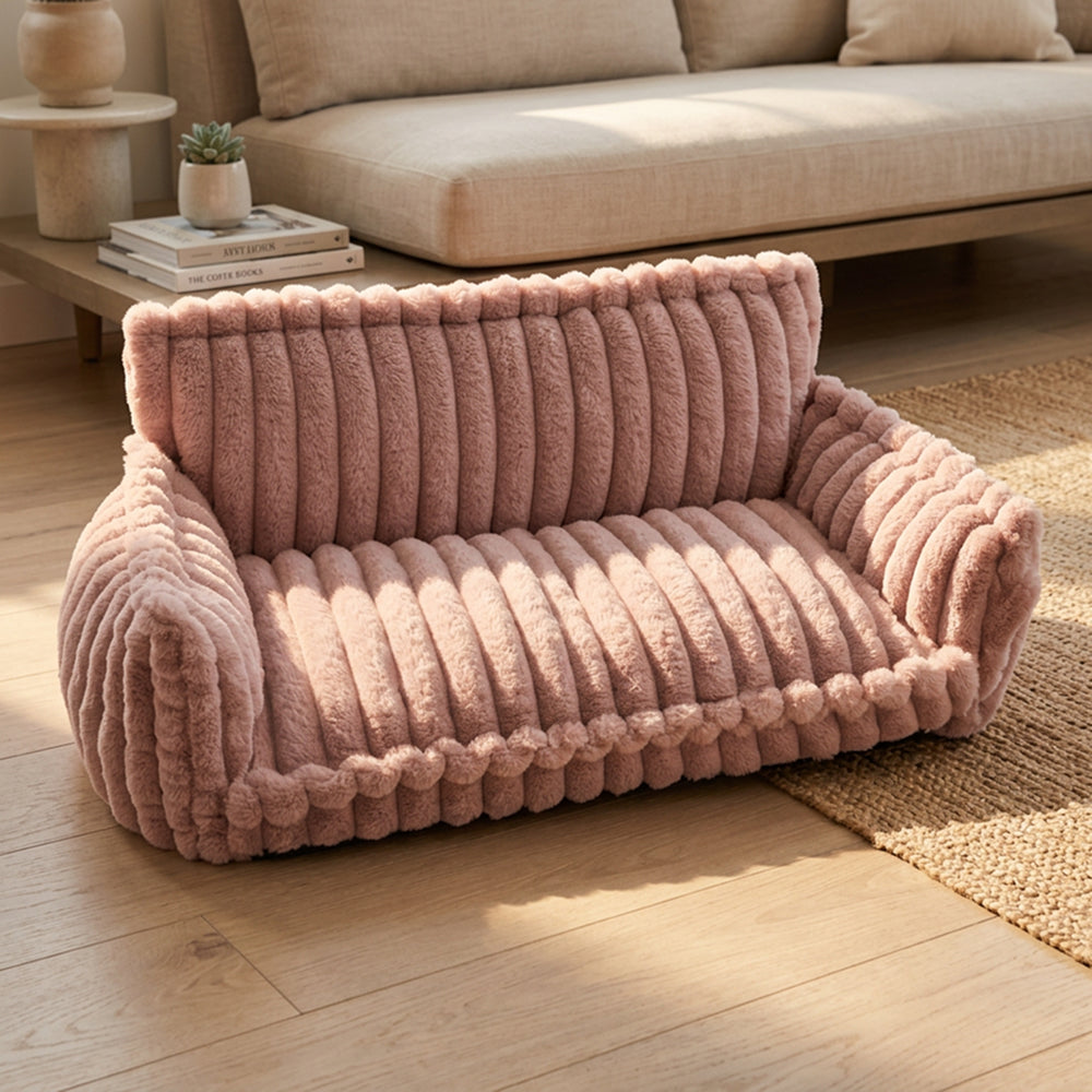 Orthopedic Dog Sofa Bed | Fluffy Plush Fabric | Washable Cushion, Supportive Comfort | Woofing Deals