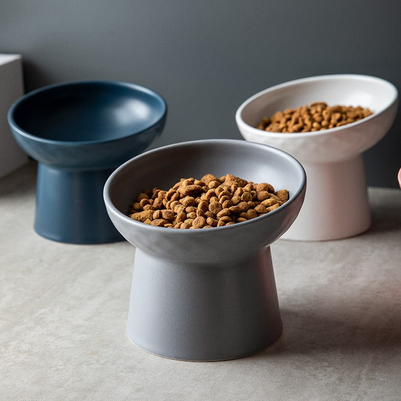 Nordic Tilted Cat Bowl | Ceramic Raised Feeder | Ergonomic Design | Easy Clean | Woofing Deals