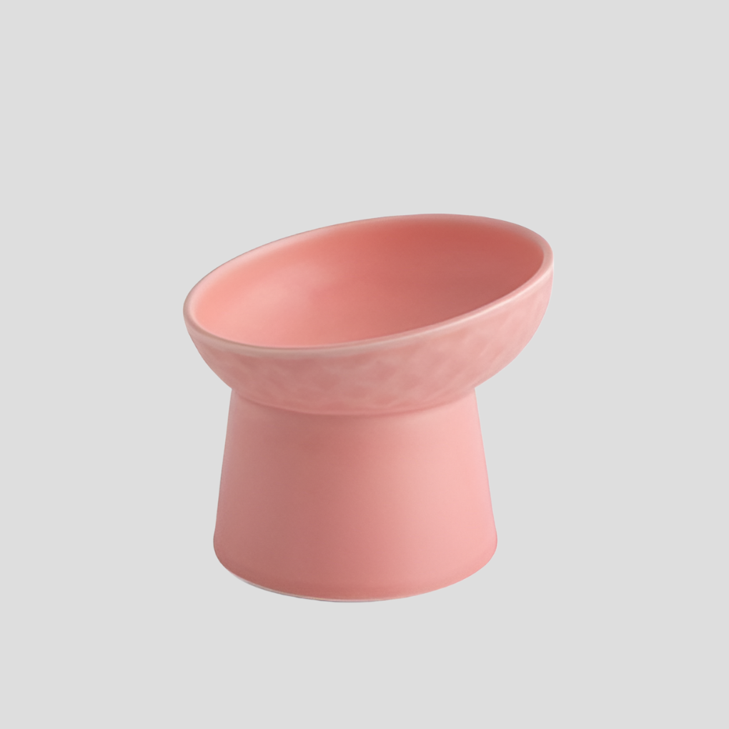 Nordic Tilted Cat Bowl | Ceramic Raised Feeder | Ergonomic Design | Easy Clean | Woofing Deals