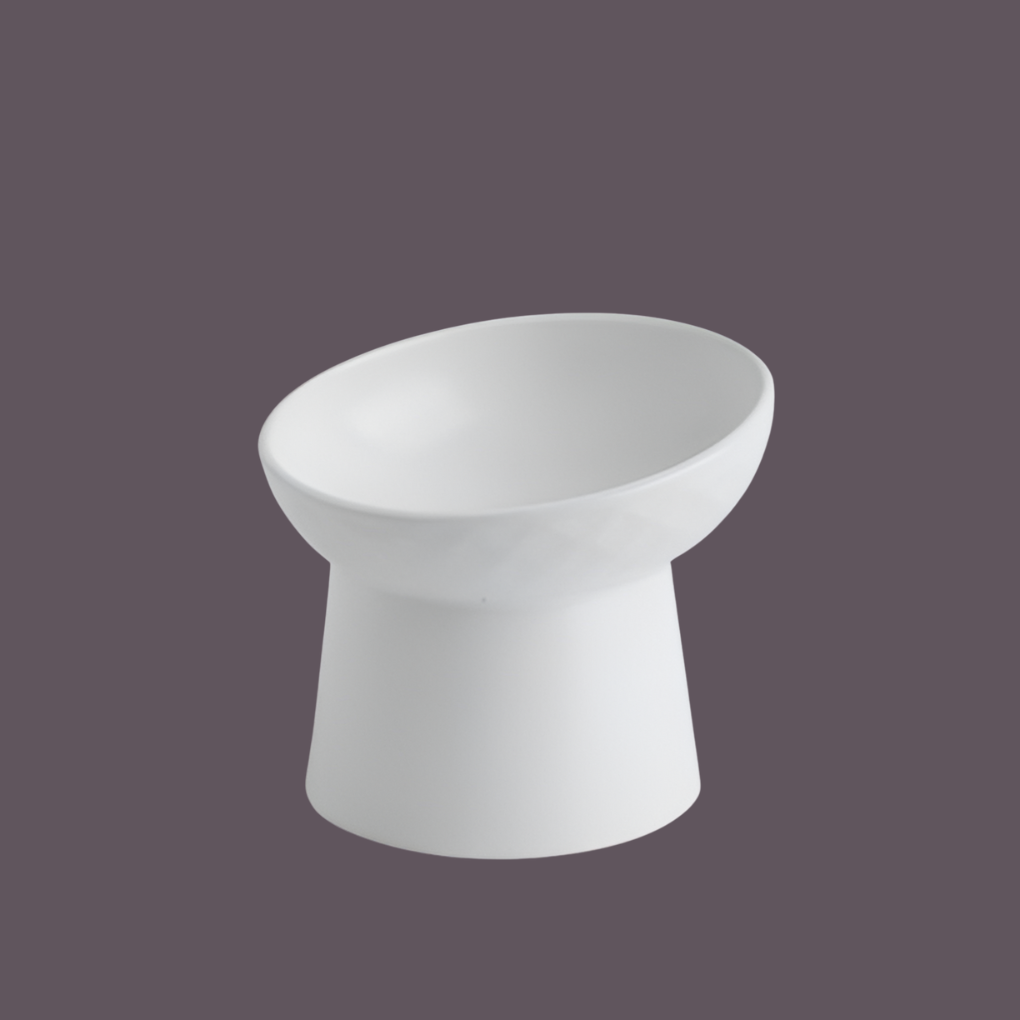 Nordic Tilted Cat Bowl | Ceramic Raised Feeder | Ergonomic Design | Easy Clean | Woofing Deals