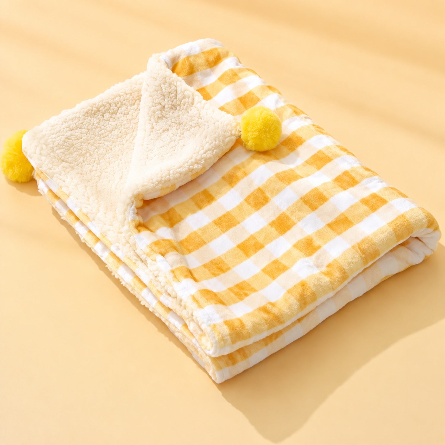 Gingham Sherpa-Style Pet Blanket | Double-Layer Winter Mat for Dogs & Cats